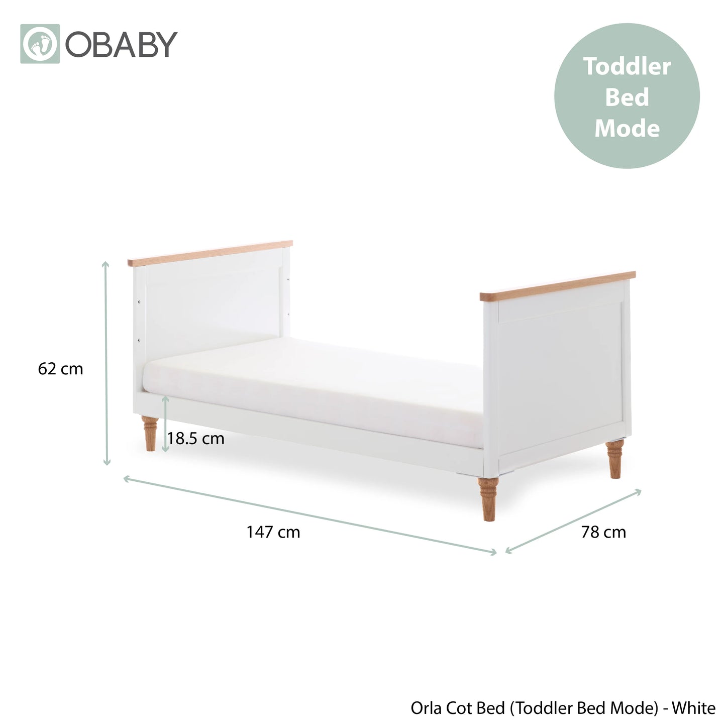 Obaby Orla Cot Bed - White with Oak