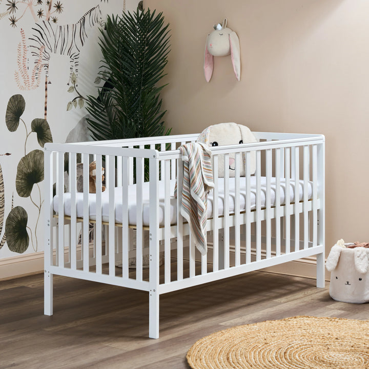 Obaby Bantam Cot Bed + Fibre Mattress - White