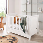 Babymore Stella Sleigh Drop Side Cot Bed - White
