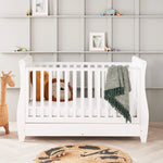 Babymore Stella Sleigh Drop Side Cot Bed - White