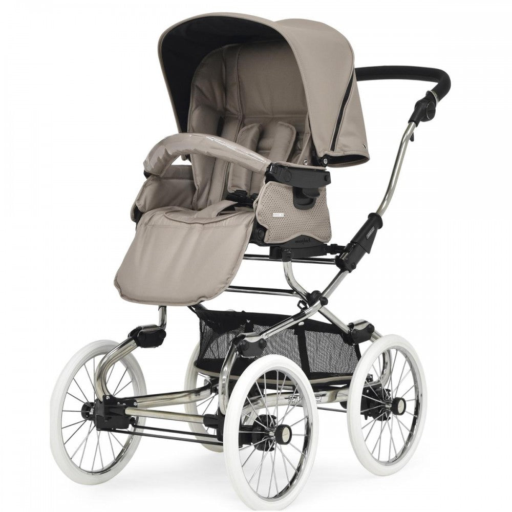 Bebecar Stylo Class+ Pram + Lie Flat Car Seat Travel System Bundle - Truffle + FREE CHANGING BAG
