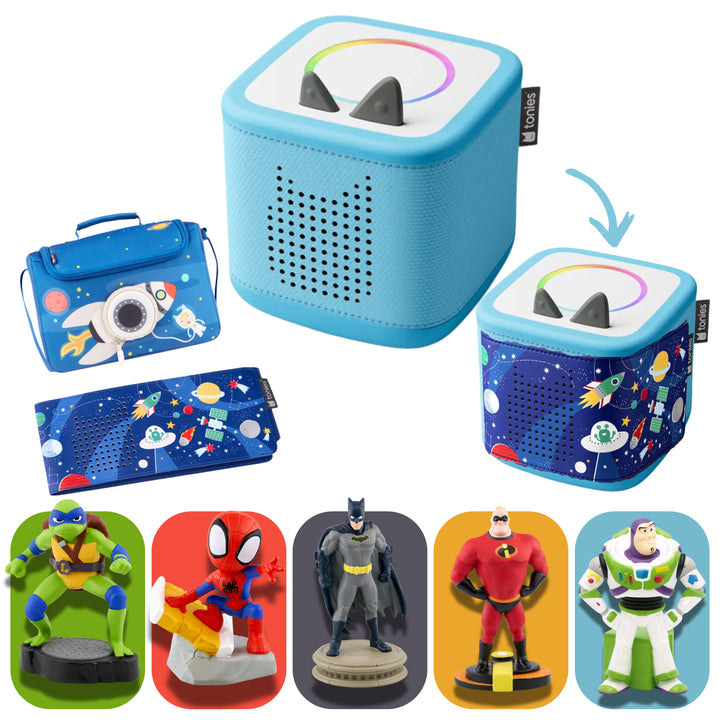 tonies Superhero & Action Space Adventure Bundle – toniebox 2 Gift Set (Choose Your Box Colour)