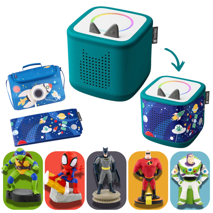 tonies Superhero & Action Space Adventure Bundle – toniebox 2 Gift Set (Choose Your Box Colour)