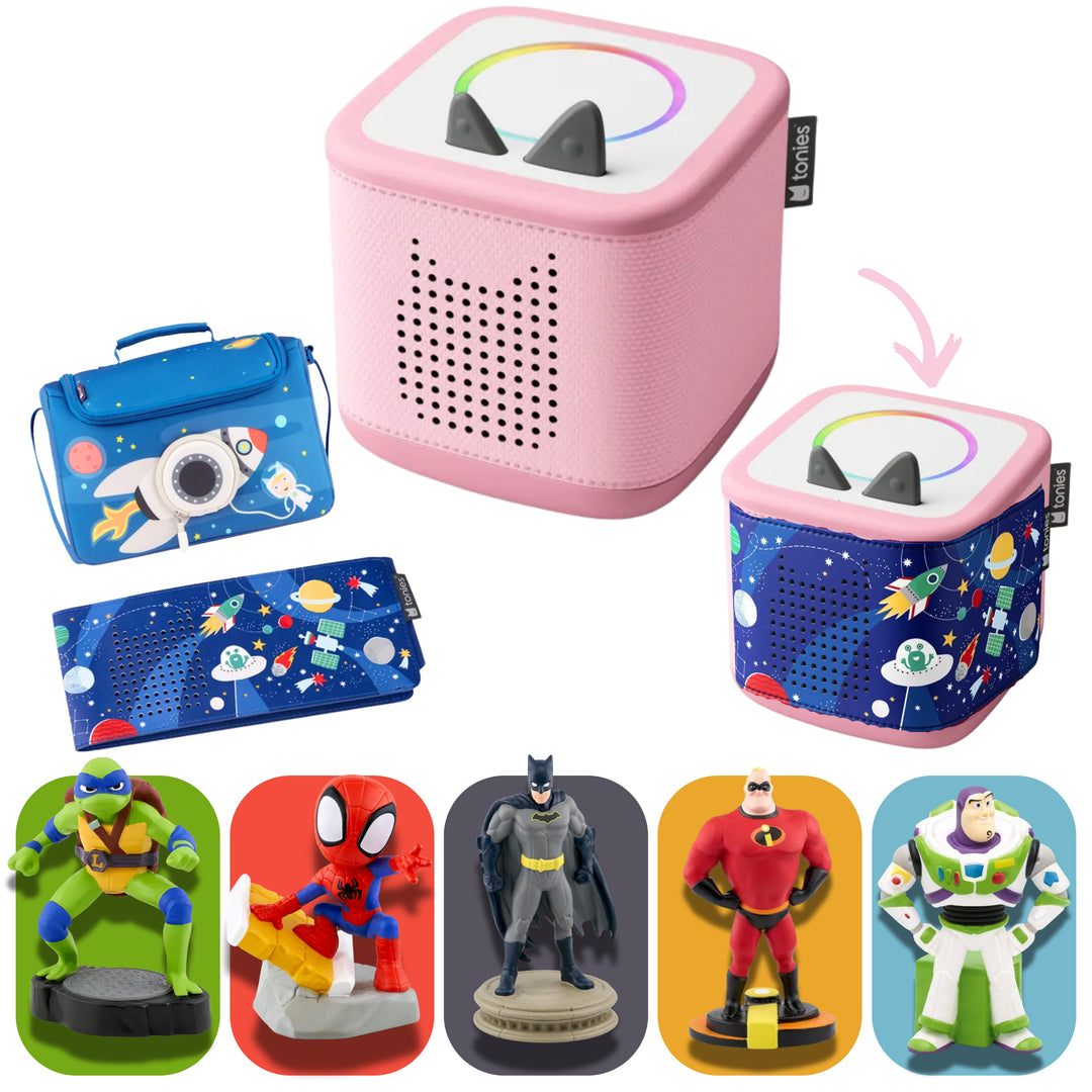 tonies Superhero & Action Space Adventure Bundle – toniebox 2 Gift Set (Choose Your Box Colour)