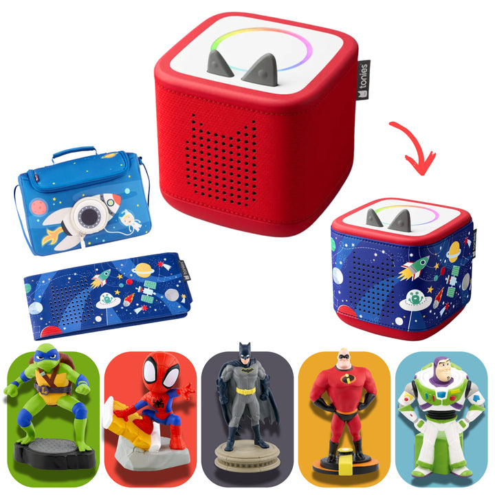 tonies Superhero & Action Space Adventure Bundle – toniebox 2 Gift Set (Choose Your Box Colour)