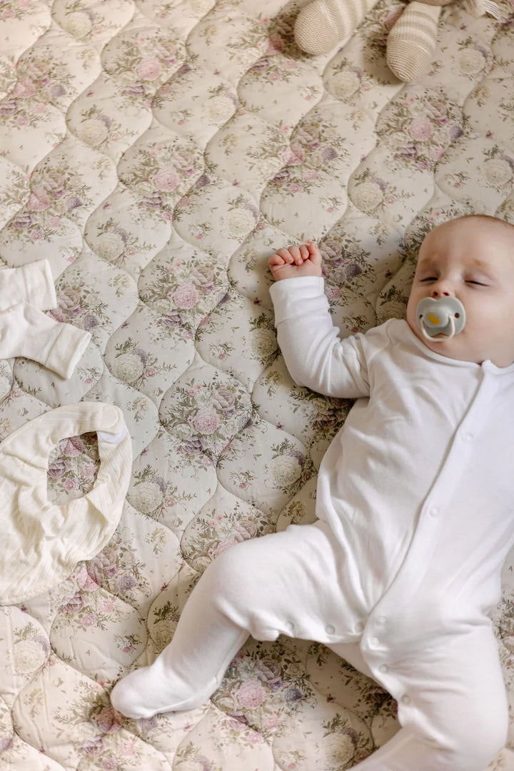 The Gilded Bird Antique Rose Quilted Playmat