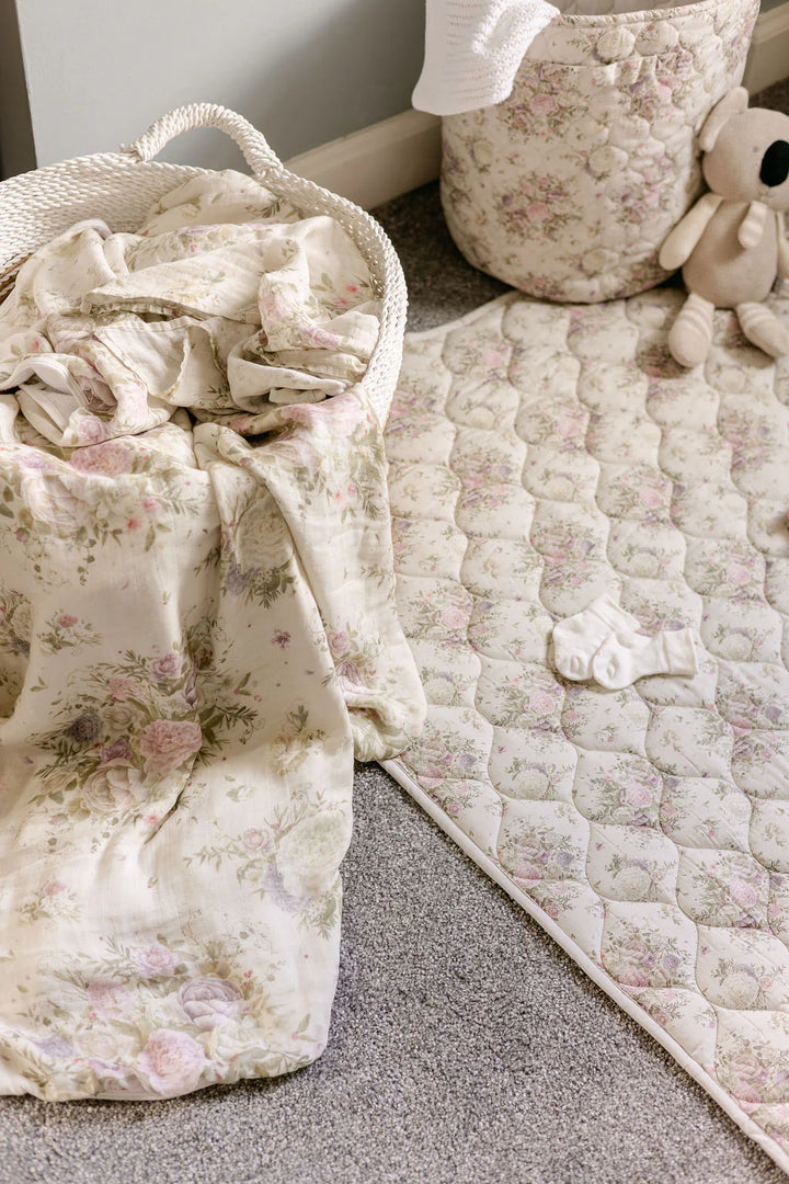 The Gilded Bird Antique Rose Quilted Playmat