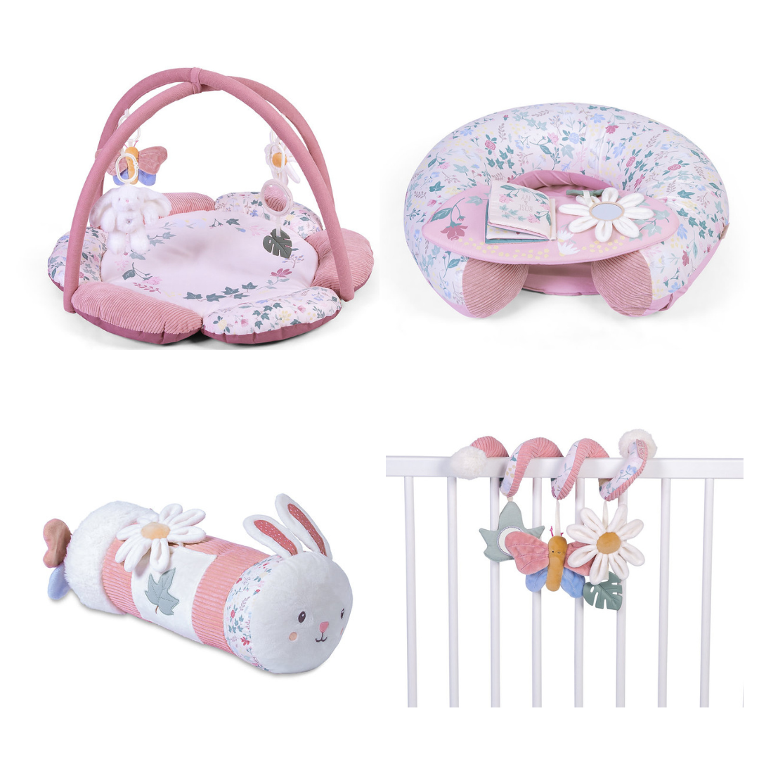 Redkite Play Gym, Spiraloo, Tummy Time Roll & Sit Me Up Ring Play Set - Rose & Ivy