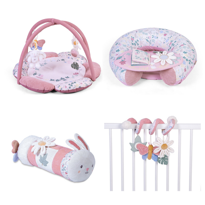 Redkite Play Gym, Spiraloo, Tummy Time Roll & Sit Me Up Ring Play Set - Rose & Ivy