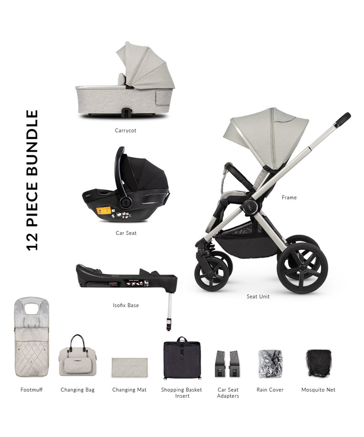 Venicci Tinum Upline Complete Travel System + Isofix Base - Moonstone