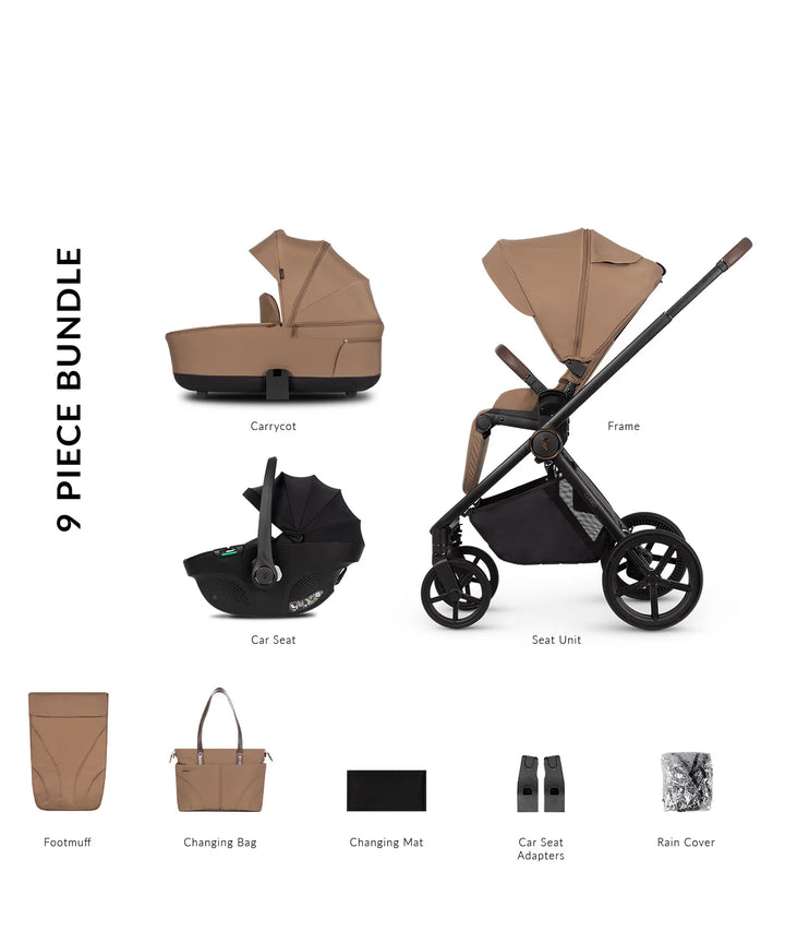 Venicci Claro 3in1 Travel System Inc Tiago Car Seat - Caramel