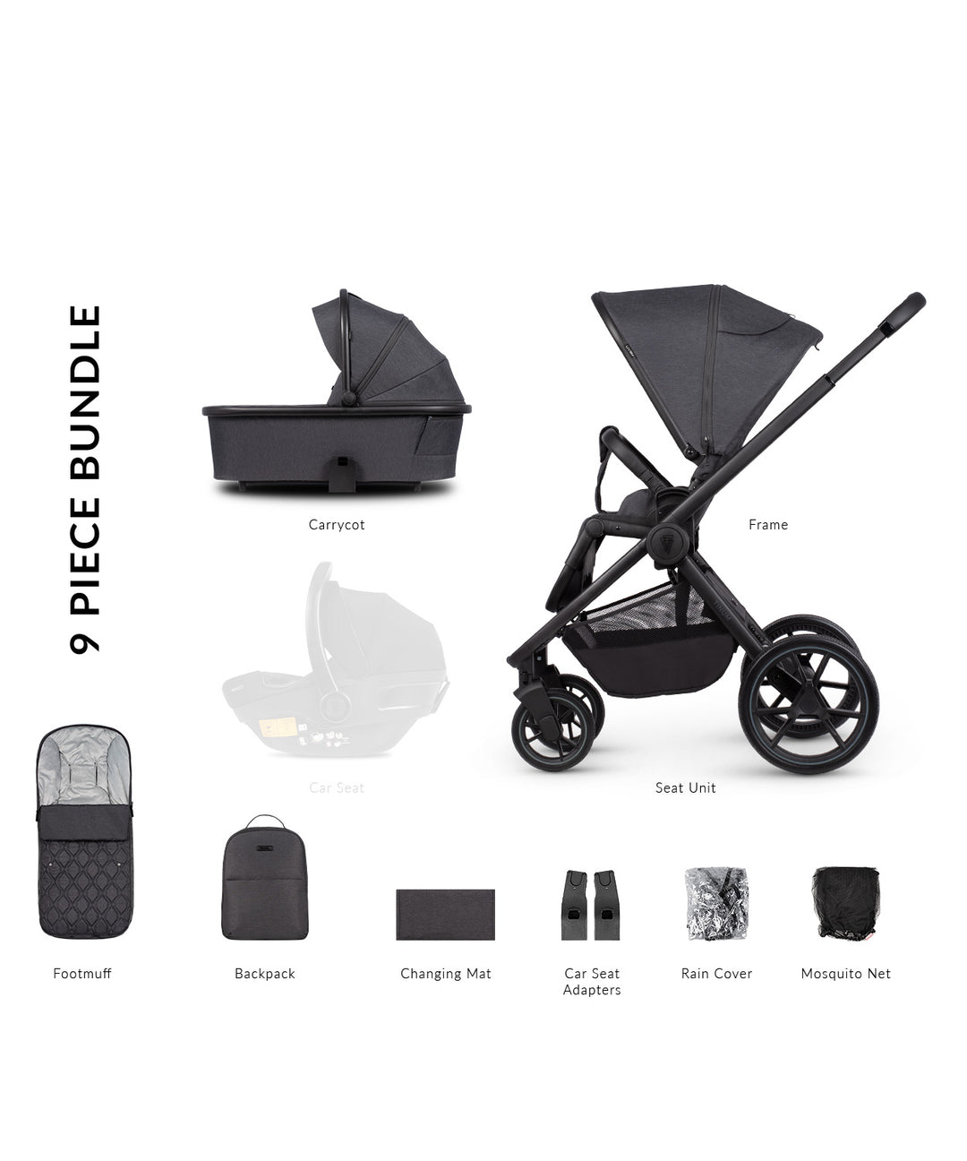 Venicci Tinum Edge 2in1 Travel System - Charcoal