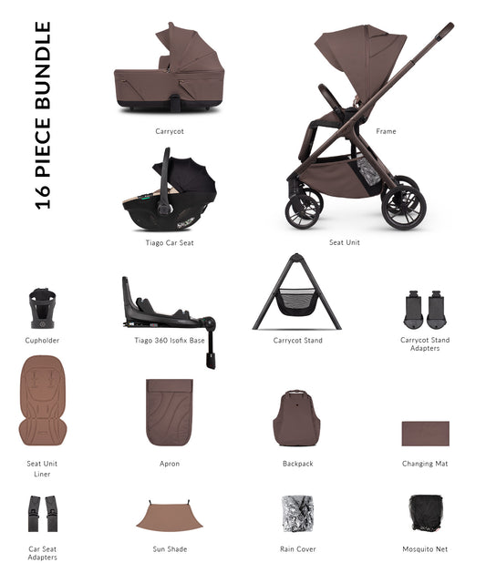 Venicci Tila 16 Piece Ultimate Tiago Travel System Bundle - Noche