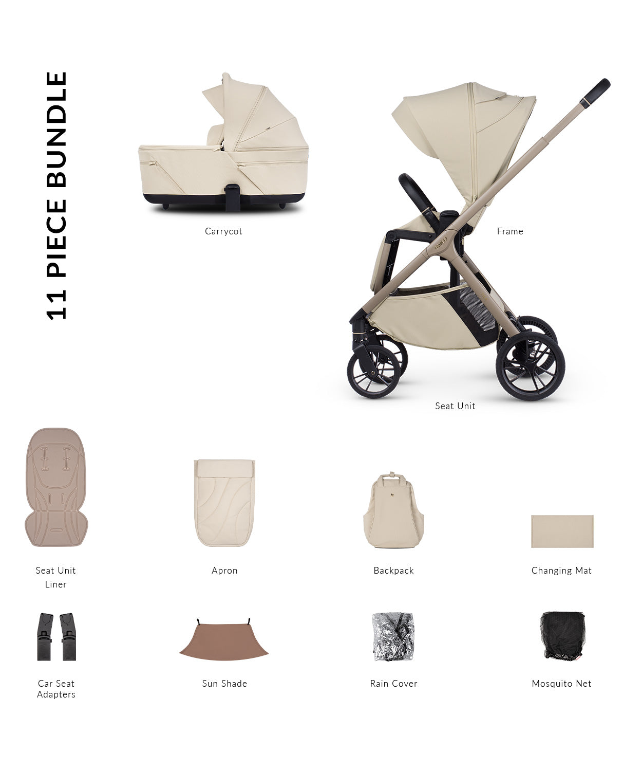 Venicci Tila 11 Piece Travel System Bundle - Sabbia