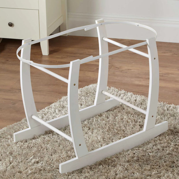 White Deluxe Moses Basket Rocking Stand