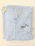 Beau Kid Rocking Horse Knitted Baby Blanket - Blue