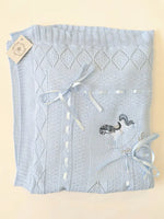Beau Kid Rocking Horse Knitted Baby Blanket - Blue