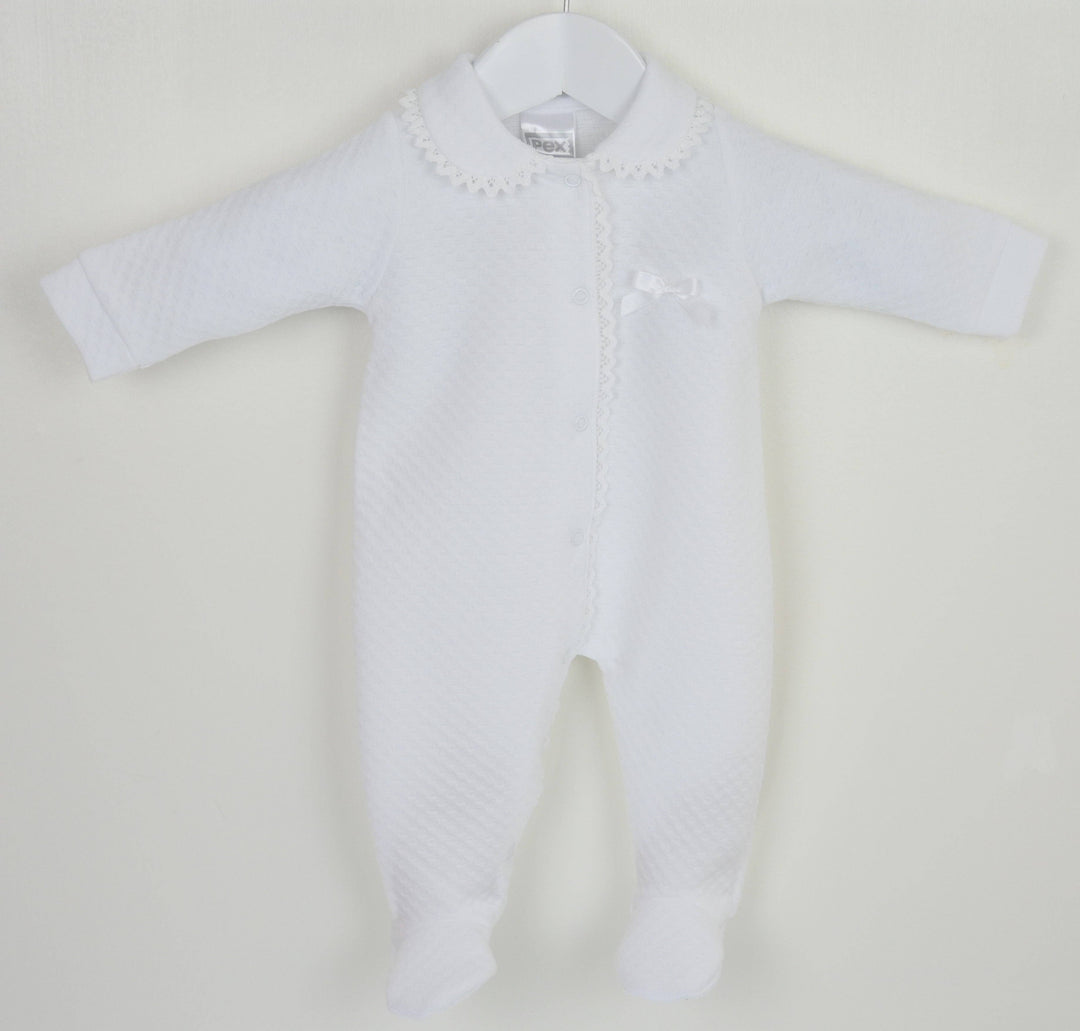 Pex Abigail Sleepsuit - White: Newborn