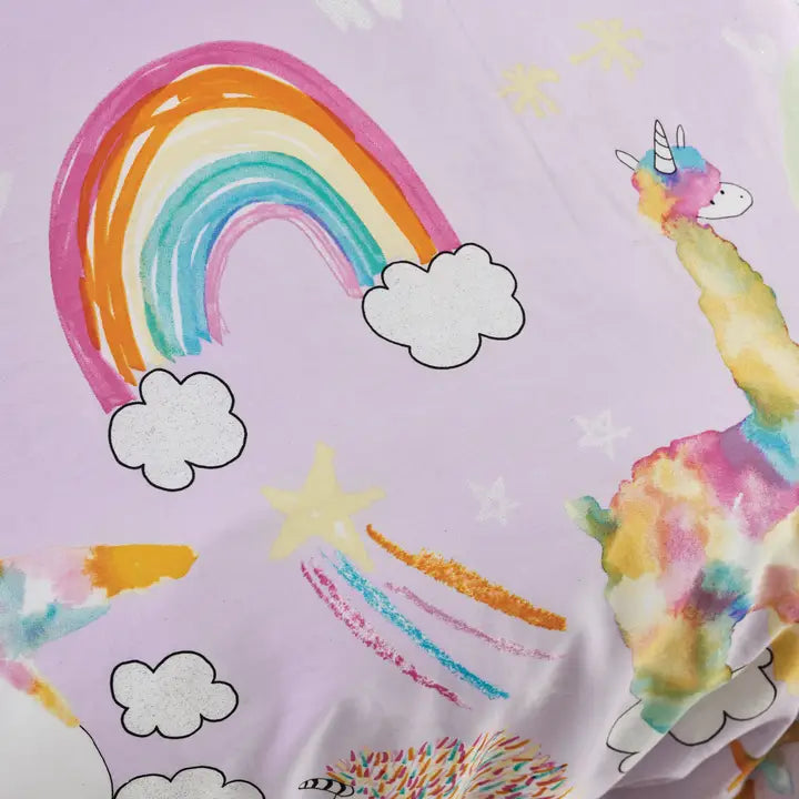 Unicorniverse Kids 100% Cotton Toddler Bed Duvet Cover Set - Lilac