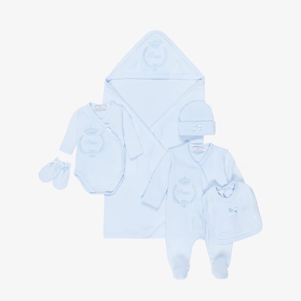 Beau Kid Boys Prince Cotton Babysuit Set - Blue