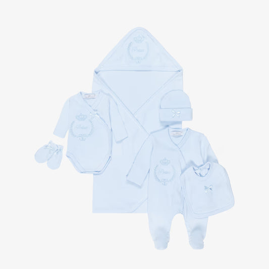 Beau Kid Boys Prince Cotton Babysuit Set - Blue