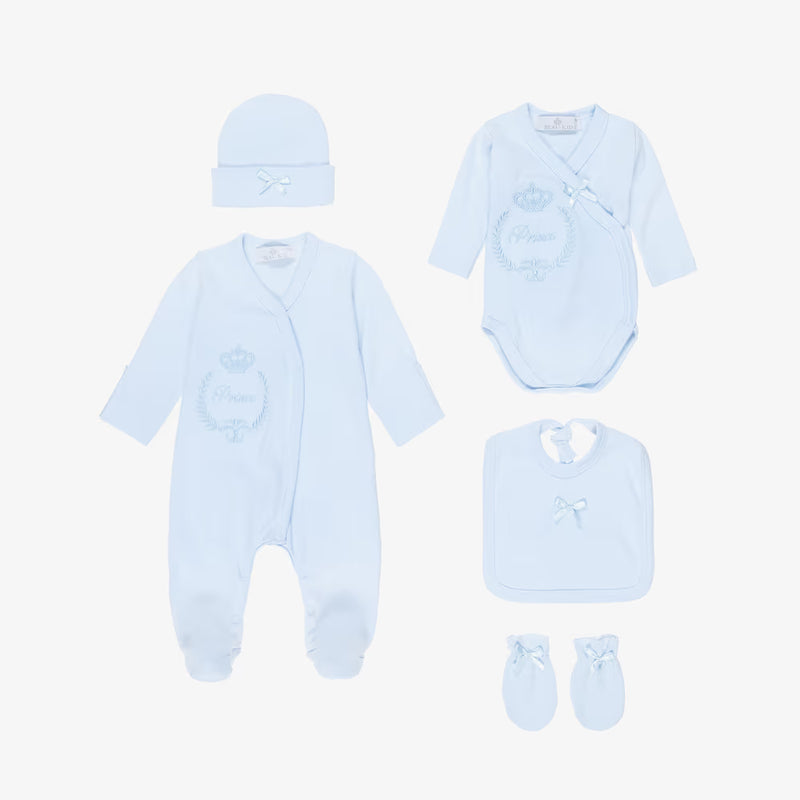 Beau Kid Boys Prince Cotton Babysuit Set - Blue