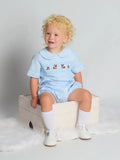Beau Kid Bunny Smocked Romper - Blue