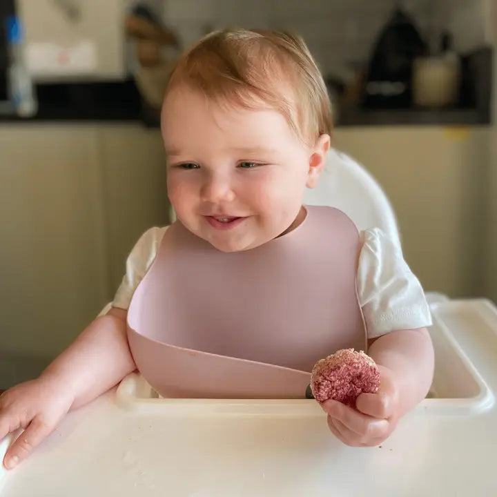 Cheeky Chompers Silicone Feeding Bibs - Dusky Pink & Deep Rose 2 Pack
