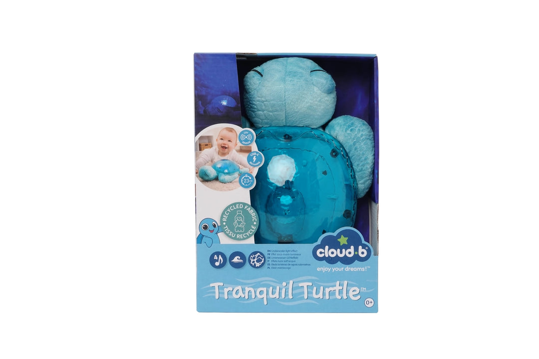 Cloud B Tranquil Turtle Rechargeable Projector Nightlight with White Noise Soothing Sounds - Aqua Blue