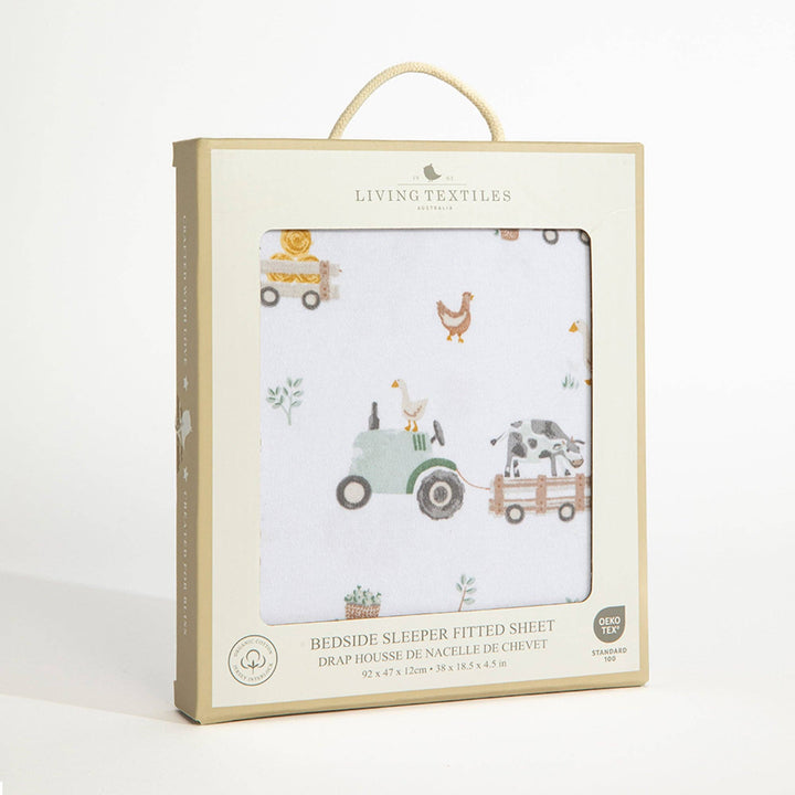 Living Textiles Bedside Sleeper Fitted Sheet- Tractor Ride