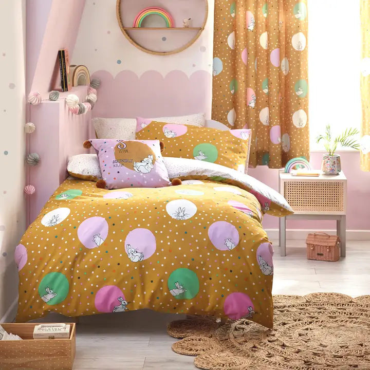 Dotty Peter Rabbit Toddler Bed Duvet Cover Set 140 x 70cm - Ochre