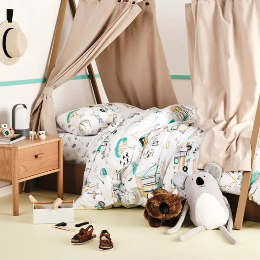 Down By the River Kids 100% Cotton Duvet Cover Set - White