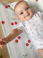 Bobbin & Bumble Anti-Roll Wedge Baby Changing Mat - Cherry Stripe
