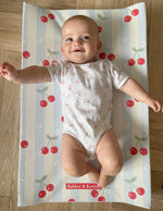 Bobbin & Bumble Anti-Roll Wedge Baby Changing Mat - Cherry Stripe