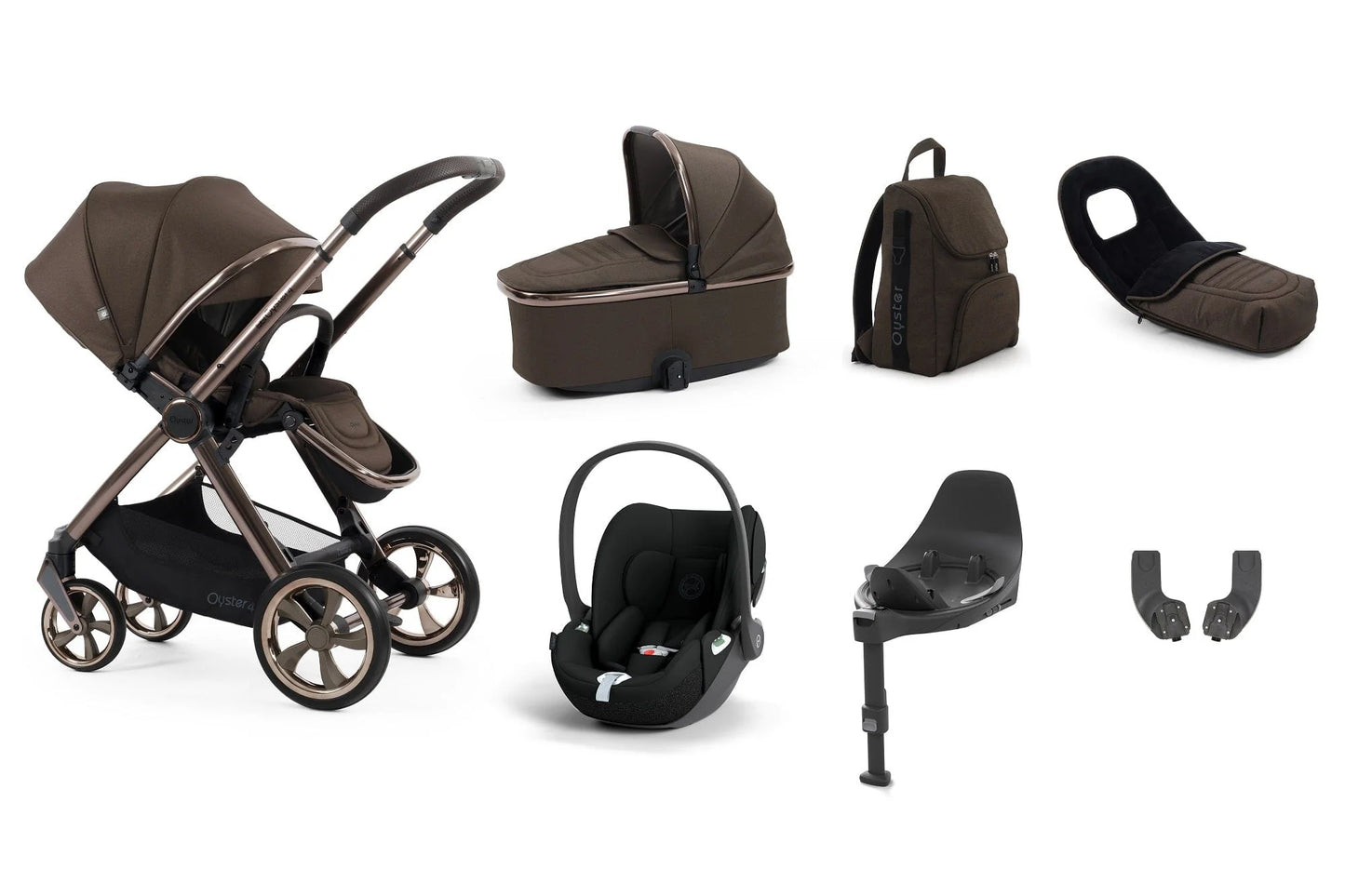 Oyster 4 Travel System Inc Cybex Cloud T Car Seat Bundle - Chocolate Velvet