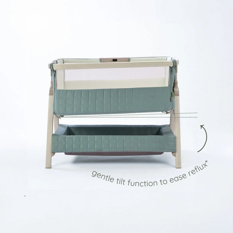Tutti Bambini Cozee Sense Bedside Crib - Whitewash/Kelp