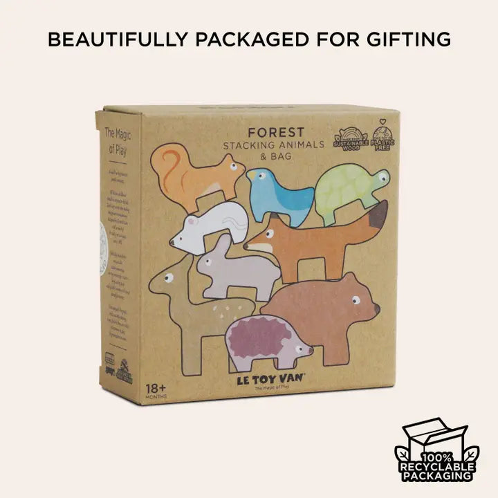 Le Toy Van Woodland Stacking Forest Animals & Bag