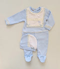 Beau Kid Vintage Lace Sleepsuit & Hat Set - Blue 9-12m