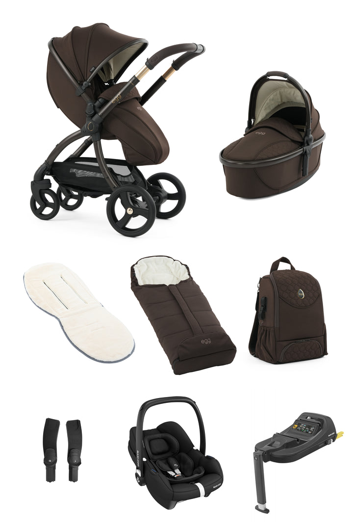 egg3 Luxury Maxi-Cosi Cabriofix i-Size Travel System Bundle - AINR Exclusive Turkish Coffee