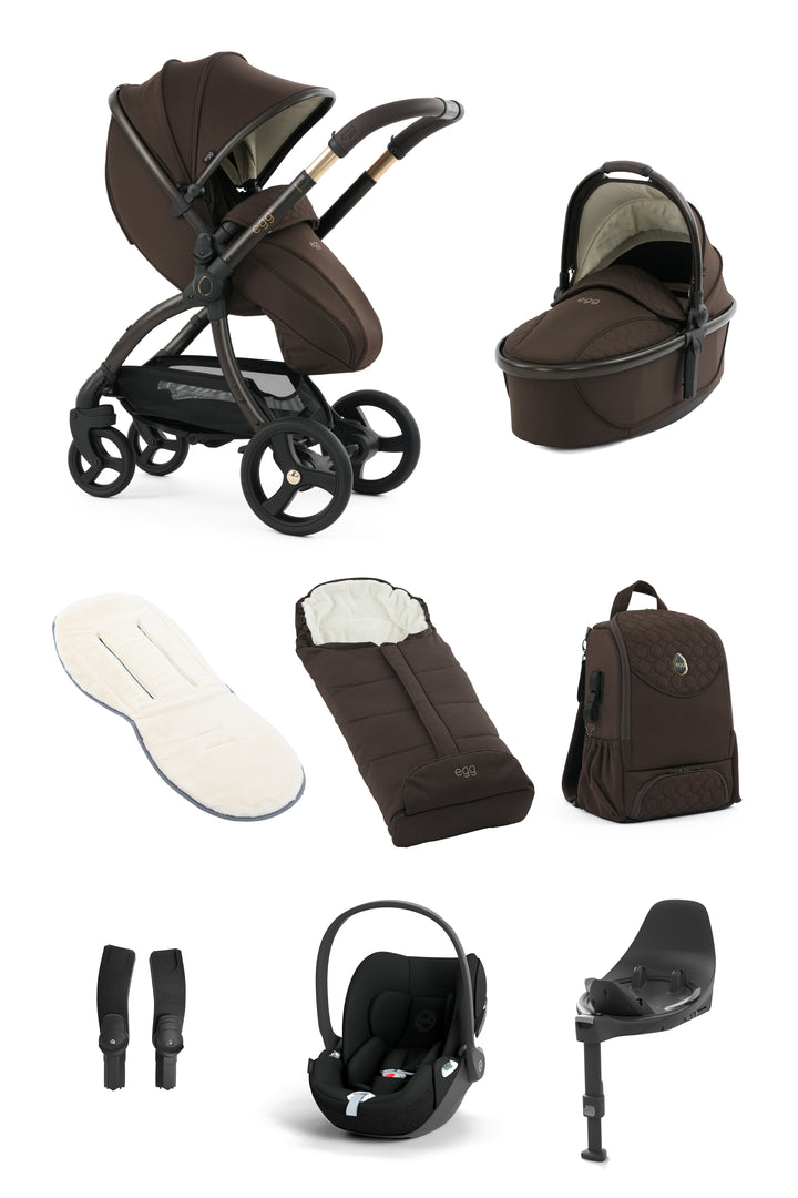 egg3 Luxury Cybex Cloud T Travel System Bundle - AINR Exclusive Turkish Coffee