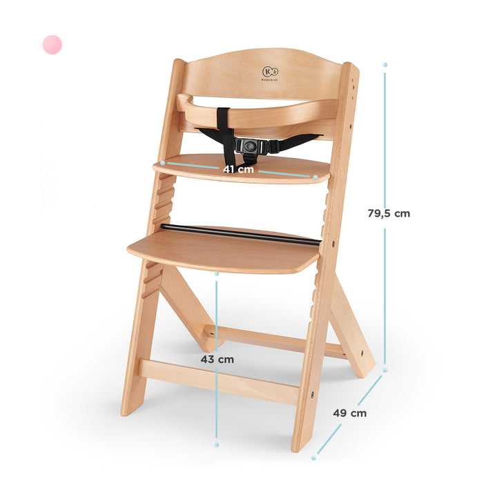 Kinderkraft Enock Wooden Highchair - Natural