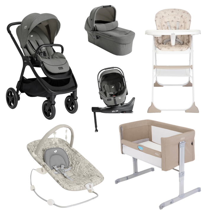 Joie Finiti Travel System + Complete Nursery Essentials Bundle - Evergreen