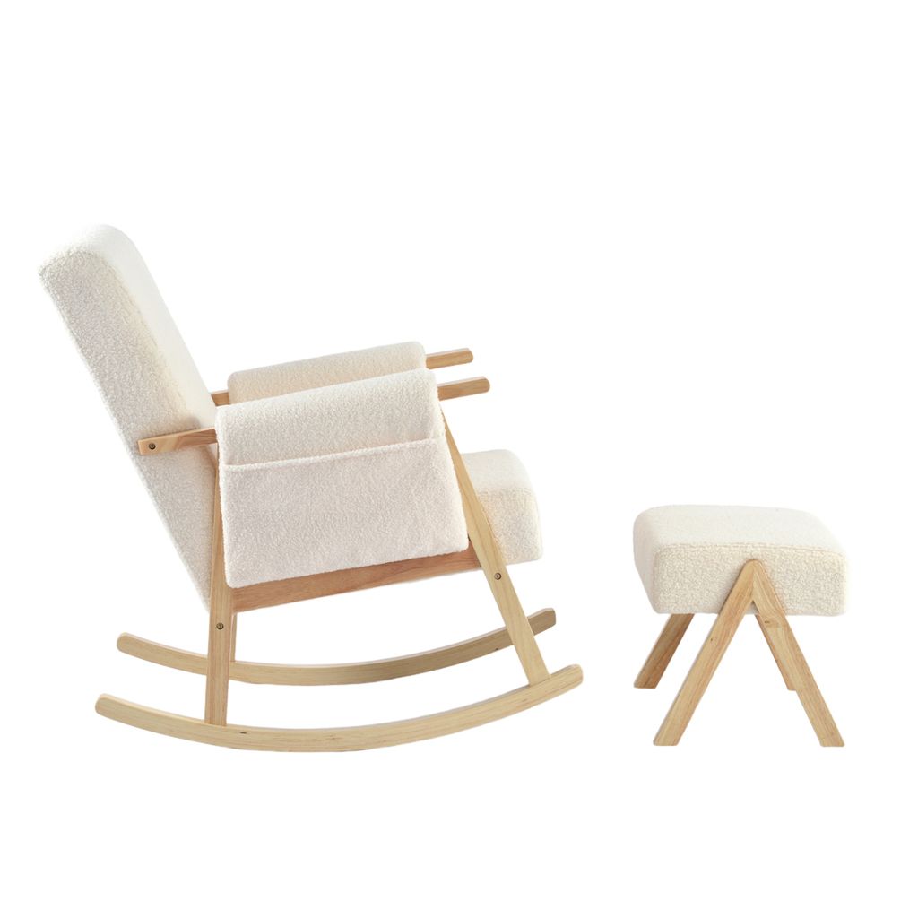 Bebe & Beyond Storyteller Nursing Chair & Stool – Off White Teddy Boucle