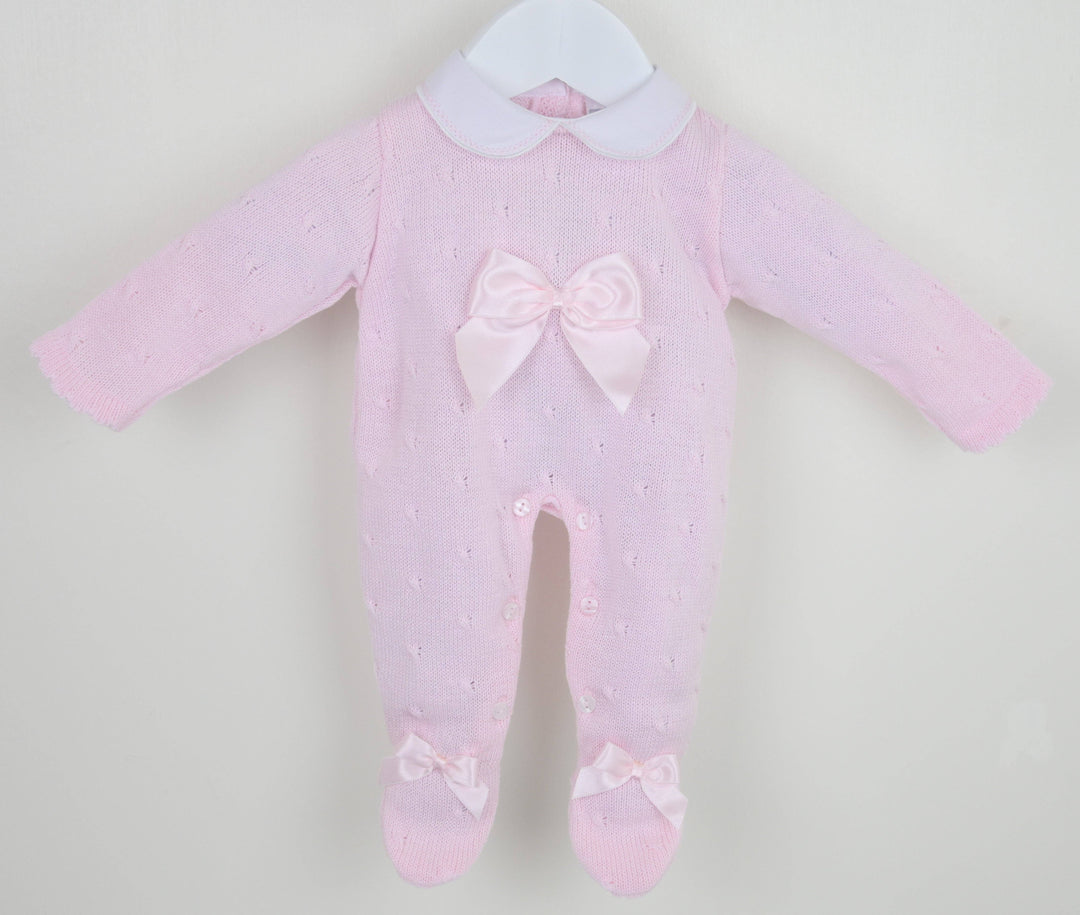 Pex Kate Bow Romper Pink/White - 0-3M