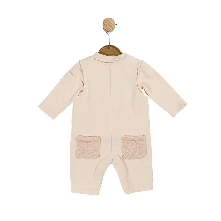 Beige Teddy Fur Top and Dungaree - Borg Fur