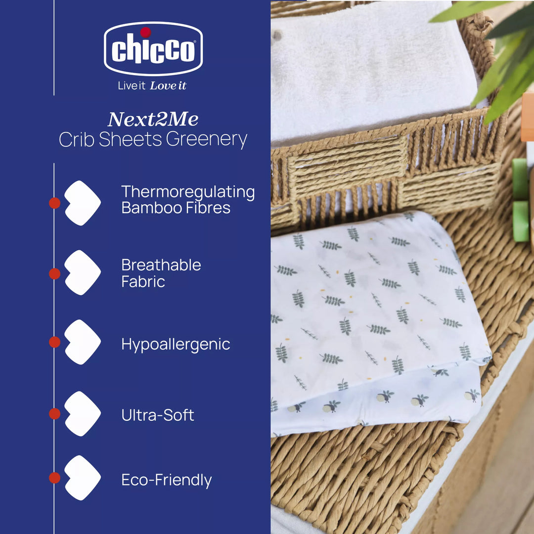 Chicco Next2Me Crib 2Pack Sheets Set - Greenery