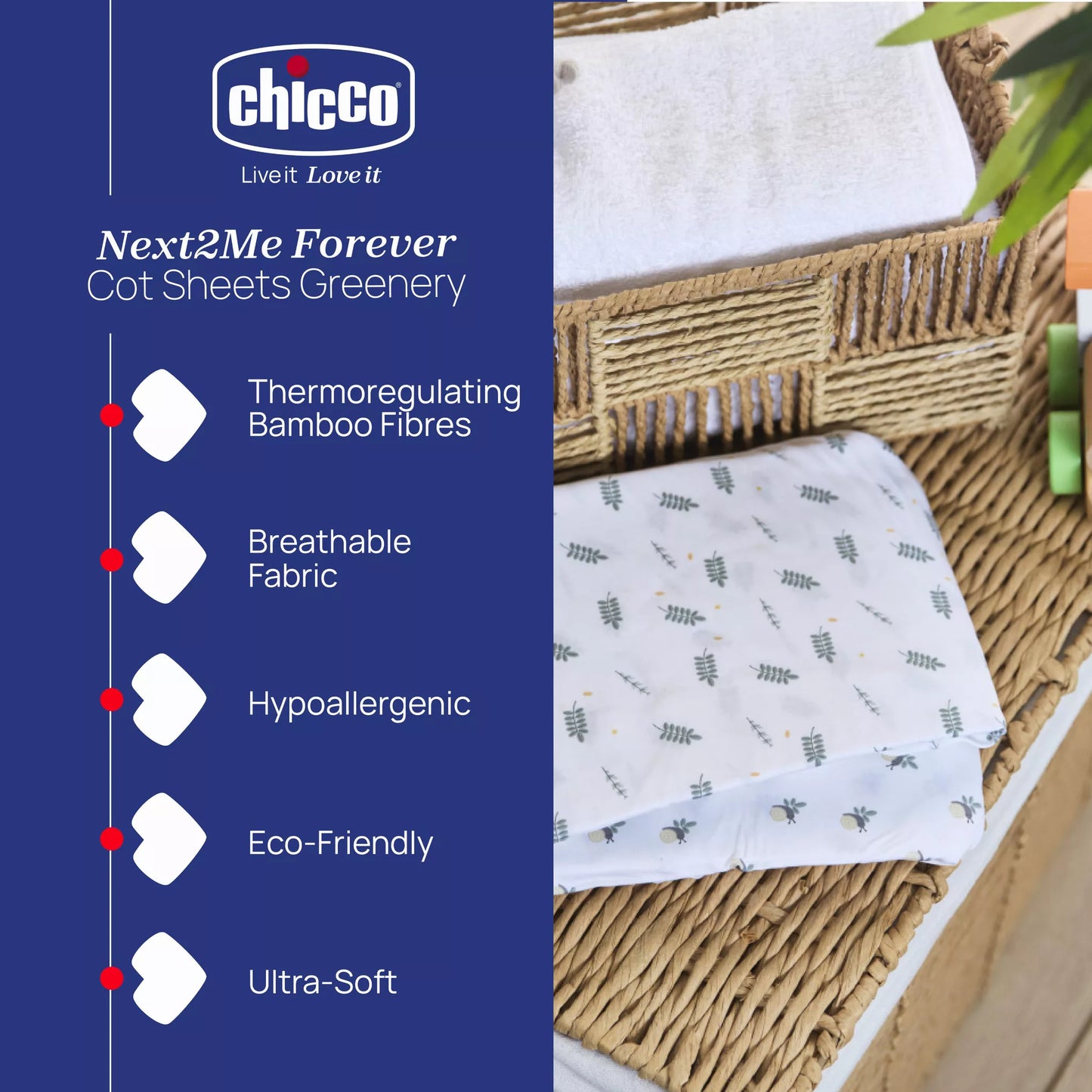 Chicco Next2Me Bamboo Forever Cot Set 2 Pieces - Greenery