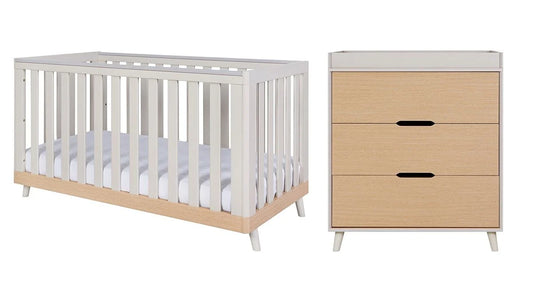 Tutti Bambini Hygge Cot Bed 2 Piece Room Set - Light Oak/White Sand