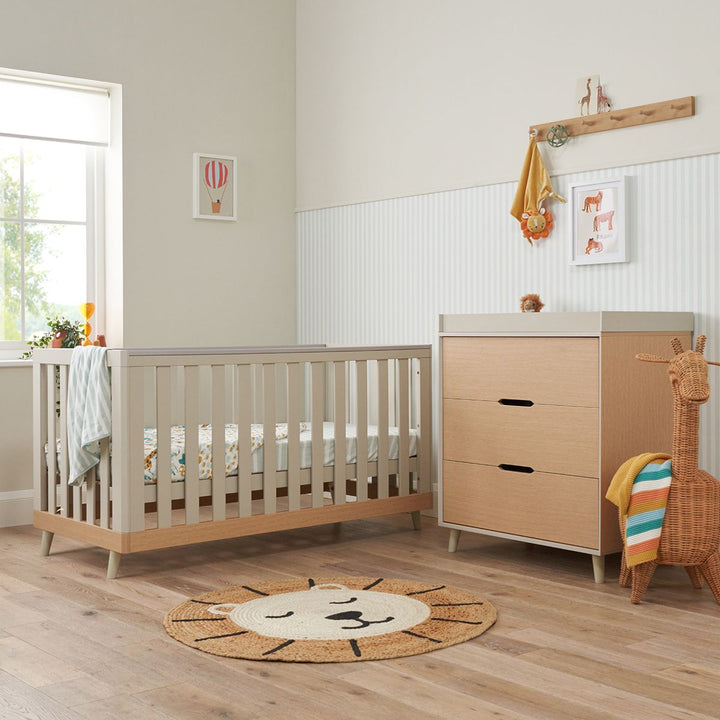 Tutti Bambini Hygge Cot Bed 2 Piece Room Set - Light Oak/White Sand
