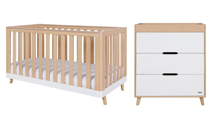 Tutti Bambini Hygge Cot Bed 2 Piece Room Set - White/Light Oak